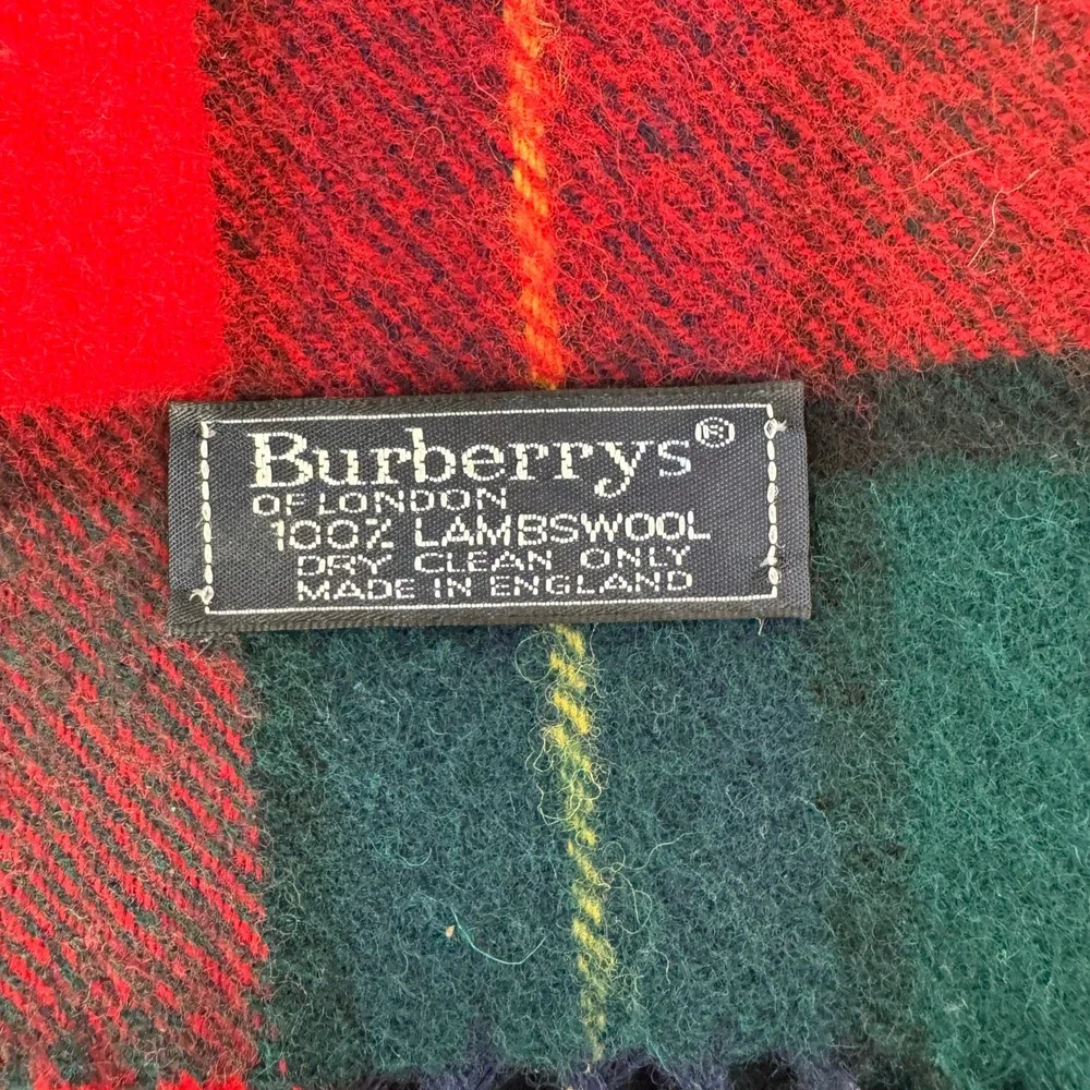 Vintage Burberrys‎ Wool Scarf Green/Blue/Red/Yellow Plaid